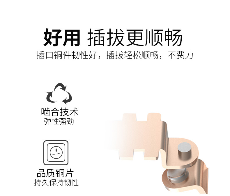 优质铜芯，拔插流畅